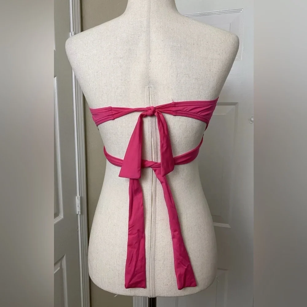 Tommy Bahama Womens Bandeau Bikini Top Halter Size Medium Pink Padded - Picture 2 of 5